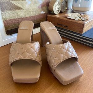 Jeffrey Campbell Quilted Nude/Tan Block Heel Size 8